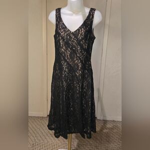 Ignite Evenings Black Sequin And Lace Dress